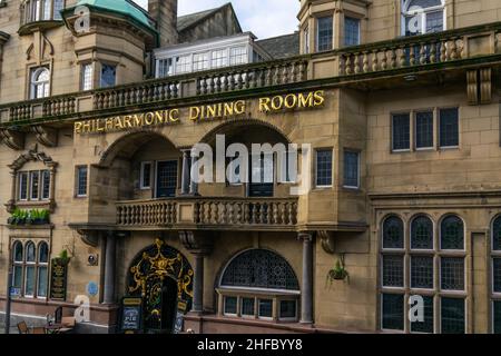 Liverpool, Royaume-Uni - 6 janvier 2020 : les salles à manger Philharmonic dans le centre-ville de Liverpool.Vue extérieure du bâtiment.Restaurant et bar célèbres Banque D'Images