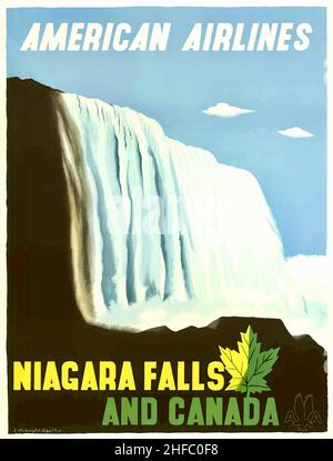 American Airlines - Niagara Falls et affiche de voyage au Canada. Banque D'Images