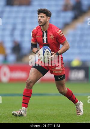 Romain Ntamack de Toulouse lors de la Heineken Champions Cup, disputer un match à Coventry Building Society Arena, Coventry.Date de la photo: Samedi 15 janvier 2022. Banque D'Images