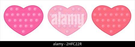 Ensemble d'icônes coeur d'amour symbole de la Saint Valentin dans le style de pop il jouets en silicone à la mode de violon.La figure des coeurs rose, rouge, fuchsia couleurs.V Illustration de Vecteur
