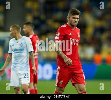 Ukraine, Kiev - 14 septembre 2021.Morato (SL Benfica) pendant le match entre le FC Dynamo Kyiv et le SL Benfica, NSC Olympiyskiy Banque D'Images