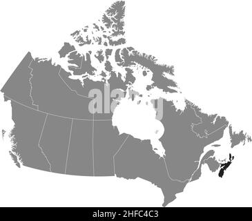 Carte administrative de la province canadienne de LA NOUVELLE-ÉCOSSE à l'intérieur de la carte plate grise du CANADA Illustration de Vecteur