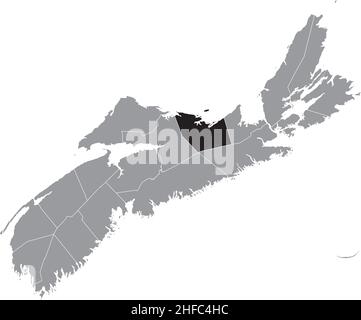 Noir plat blanc carte de localisation mise en évidence du COMTÉ DE PICTOU carte administrative grise des comtés de la province canadienne de Nouvelle-Écosse, Canada Illustration de Vecteur