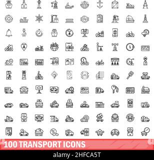 100 icônes de transport définies. Illustration de 100 icônes de transport ensemble de vecteurs isolé sur fond blanc Illustration de Vecteur