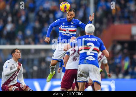 Genova, Italie.15th janvier 2022.Fabio Quagliarella (Sampdoria) pendant UC Sampdoria vs Torino FC, football italien série A match à Genova, Italie, janvier 15 2022 crédit: Agence de photo indépendante/Alamy Live News Banque D'Images