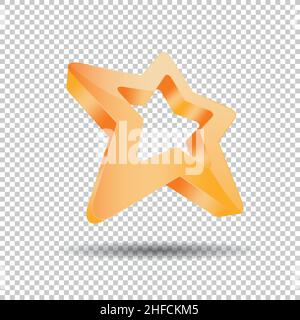 Logo Star 3D, icône étoile de trophée orange brillant 3D.Symbole de leadership ou notation sur fond transparent vérifié.Illustration vectorielle.Vecteur EPS 10 Illustration de Vecteur