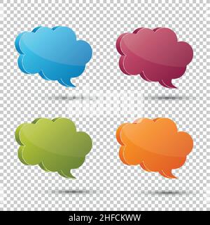 3d bulles de parole sur l'arrière-plan transparent vérifié.Illustration vectorielle.Fichier vectoriel EPS 10. Illustration de Vecteur