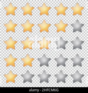 Badge vectoriel d'icône de notation 5 étoiles pour site Web ou application, infographies positives ensemble d'avis sur fond transparent vérifié.Illustration vectorielle.EPS 10 ve Illustration de Vecteur