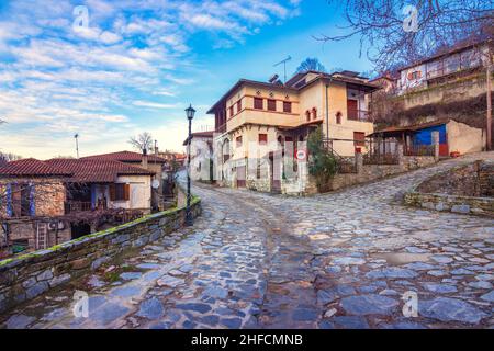 L'ancien village historique d'Ampelakia, Larissa, Grèce Banque D'Images