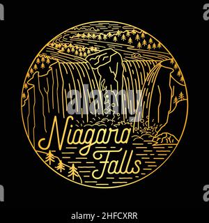 Modèle de conception de Niagara Falls.Vecteur et illustration. Illustration de Vecteur