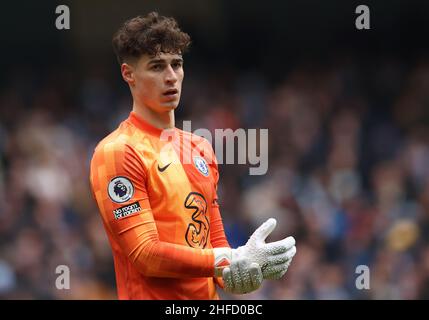 Manchester, Angleterre, 15th janvier 2022.Kepa Arrizabalaga, de Chelsea, lors du match de la Premier League au Etihad Stadium, Manchester.Le crédit photo doit être lu : Darren Staples / Sportimage Banque D'Images