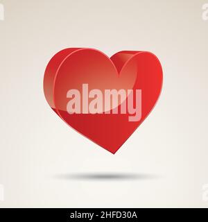Icône cœur dans le vecteur 3D.Symbole Amour parfait.Signe de la Saint-Valentin, avec ombre, pour le graphisme et le web design, logo.Illustration vectorielle.Vecteur EPS 10 Illustration de Vecteur