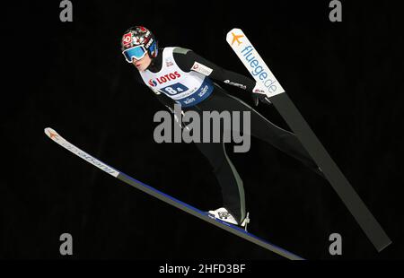 Zakopane, Pologne.15th janvier 2022.Marius Lindvik lors de la compétition d'équipe de la coupe du monde de saut à ski FIS à Zakopane.(Photo par Damian Klamka/SOPA Images/Sipa USA) crédit: SIPA USA/Alay Live News Banque D'Images