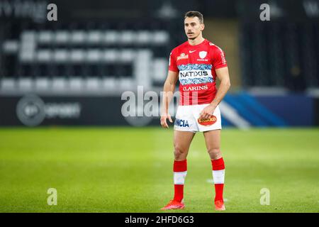 Swansea, Royaume-Uni.15 janvier 2022.La course 92 Winger Juan Imhoff pendant le match de rugby de la coupe des champions EPCR 92 d'Ospreys v Racing.Crédit : Gruffydd Thomas/Alay Banque D'Images