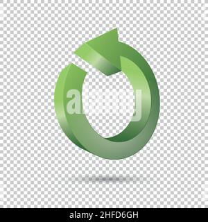Flèche verte courbe isolée sur un arrière-plan transparent coché.3D forme de la flèche. Élément de conception pour les printables ou le web.Illustration vectorielle.SPE 10. Illustration de Vecteur