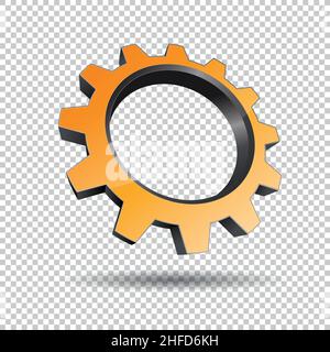 Icône vecteur engrenage orange ou roue dentée 3D en forme de logo dans des couleurs argentées métalliques brillantes, conception d'entreprise.Illustration vectorielle.Fichier vectoriel EPS 10. Illustration de Vecteur
