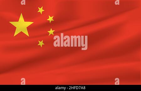 Drapeau national de la Chine soufflant dans le vent.Illustration vectorielle.Fichier vectoriel EPS 10. Illustration de Vecteur