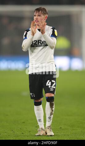 Derby, Angleterre, 15th janvier 2022.Liam Thompson du comté de Derby pendant le match de championnat de Sky Bet au stade Pride Park, Derby.Le crédit photo devrait se lire: Simon Bellis / Sportimage Banque D'Images