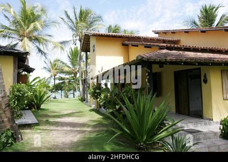 porto seguro, bahia, brésil - 25 février 2011 : vue sur le village de Caraiva, municipalité de Porto Seguro, au sud de Bahia. Banque D'Images