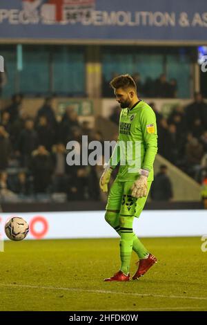 LONDRES, ROYAUME-UNI.JAN 15th Bartosz Bialkowski de Millwall lors du match de championnat Sky Bet entre Millwall et Nottingham Forest à la Den, Londres, le samedi 15th janvier 2022.(Credit: Tom West | MI News) Credit: MI News & Sport /Alay Live News Banque D'Images