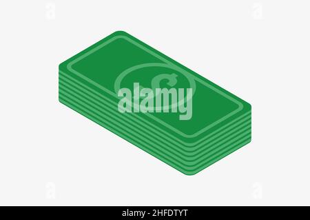 Pile isométrique vectorielle d'espèces.Pile d'argent Illustration de Vecteur