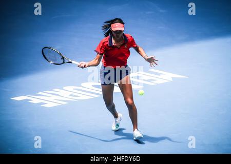 Melbourne, Victoria, Australie.15th janvier 2022.Emma Raducanu se présente en vue de l'Open d'Australie de 2022 au Melbourne Park le 15 janvier 2022 à Melbourne, en Australie.(Image de crédit : © Chris Putnam/ZUMA Press Wire) Banque D'Images