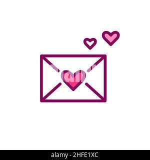 Lettre d'amour romantique.Invitations de mariage ou de date.Icône de couleur de contour pixel Perfect, modifiable Illustration de Vecteur
