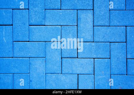 motif de chaussée composé de blocs de béton coulé de couleur bleue Banque D'Images