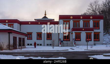 Karma Triyana Dharmachakra - un monastère bouddhiste tibétain à Woodstock, NY. C'est le siège nord-américain de sa Sainteté le 17e Gyalwang Karmapa Banque D'Images