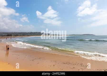 Dee Why Beach à Sydney avec long récif en bout de champ, Sydney, Australie Banque D'Images