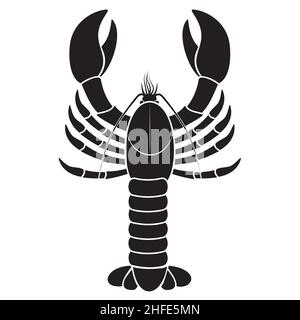 Homards, illustration vectorielle noire à pochoir sur fond blanc. Illustration de Vecteur