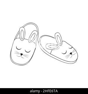 home chaussons contour noir lièvre, illustration vectorielle. Illustration de Vecteur