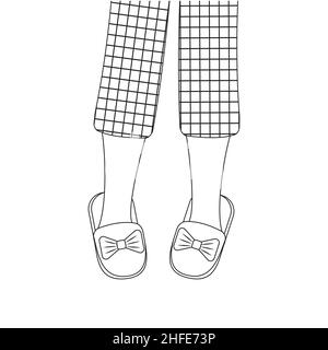 home chaussons contour noir, illustration vectorielle. Illustration de Vecteur