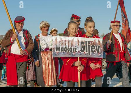 Fête de la mascarade en Croatie Cetina.Patrimoine immatériel protégé croate dans les villages et hameaux intérieurs dalmates. Banque D'Images