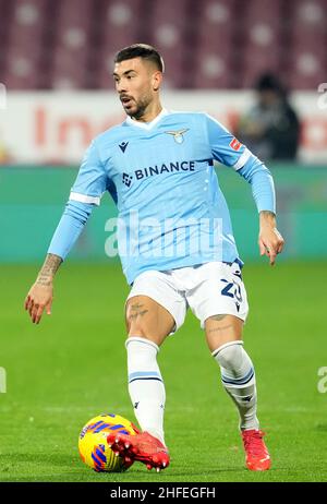 SALERNO, ITALIE - JANVIER 15: Mattia Zaccagni de SS Lazio en action, pendant la série Un match entre les États-Unis Salernitana et SS Lazio à Stadio Arechi le 16 janvier 2022 à Salerne, Italie.(Photo par MB Media) Banque D'Images