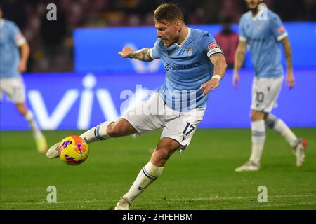Salerno, Italie.15th janvier 2022.Ciro immobile (SS Lazio) en action pendant la série Un match entre les Etats-Unis Salernitana 1919 et SS Lazio au Stadio Arechi.Lazio gagne 3-0.(Credit image: © Agostino Gemito/Pacific Press via ZUMA Press Wire) Banque D'Images
