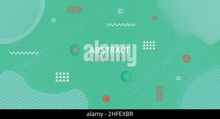 Arrière-plan moderne et abstrait tendance avec Memphis et des éléments géométriques et de ligne et rétro-thème vert pastel couleurs pour les affiches, les bannières, et le site Web Illustration de Vecteur