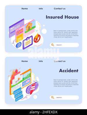 Sécurité et assurance habitation.Sécurité de la maison, protection contre les incendies et les accidents.Modèle de conception de site Web Vector.Concept de site Web de la page d'accueil Illustration de Vecteur