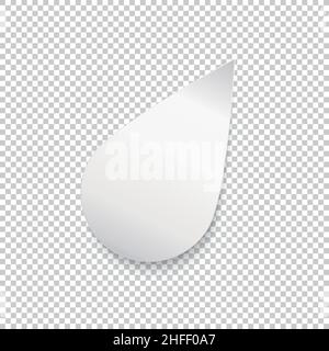 Papier blanc pictogramme goutte d'eau ou goutte de pluie motif infographique sur fond transparent à carreaux.Illustration vectorielle.Fichier vectoriel EPS 10. Illustration de Vecteur