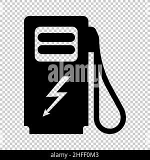 Station de charge de voiture électrique prise de charge pour automobile électrique icône pictogramme sur fond transparent vérifié.Illustration vectorielle.EPS Illustration de Vecteur