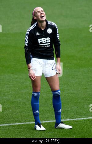LEICESTER, ROYAUME-UNI.16th JANV. Ashleigh Plumptre de Leicester City photographié pendant l'échauffement avant le match de la Super League féminine de Barclays FA entre Leicester City et Brighton et Hove Albion au King Power Stadium de Leicester, le dimanche 16th janvier 2022.(Crédit : Kieran Riley | INFORMATIONS MI) crédit : INFORMATIONS MI et sport /Actualités Alay Live Banque D'Images