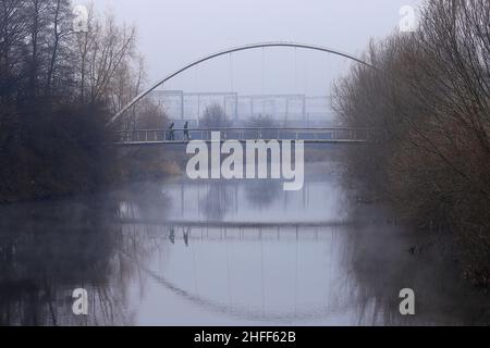 Passerelle Whitehall au-dessus de la rivière aire dans le centre-ville de Leeds Banque D'Images