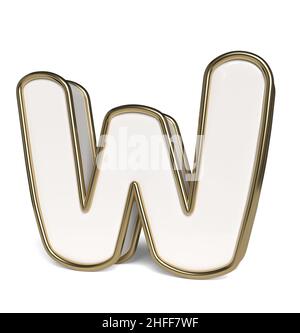 Alphabet blanc élégant.Rendu lettre W. 3D. Banque D'Images