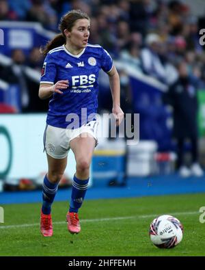 LEICESTER, ROYAUME-UNI.JAN 16th Shannon O'Brien de Leicester City photographiée avec le ballon lors du match de la Super League féminine de Barclays FA entre Leicester City et Brighton et Hove Albion au King Power Stadium, Leicester, le dimanche 16th janvier 2022.(Crédit : Kieran Riley | INFORMATIONS MI) crédit : INFORMATIONS MI et sport /Actualités Alay Live Banque D'Images