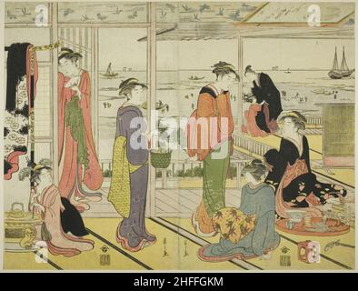 Dans une maison de plaisir à Shinagawa (Shinagawa no rojo), fin 18th-début 19th siècle. Banque D'Images