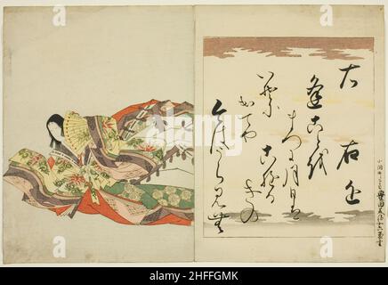 La poétesse Ukon, de la série les trente-six poètes immortelles (Nishikizuri onna sanjurokkasen), période Edo (1615-1868), 1801. Banque D'Images