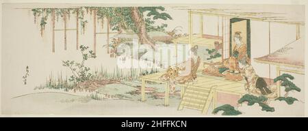 En admirant la wisteria, Japon, c.1801/07. Banque D'Images