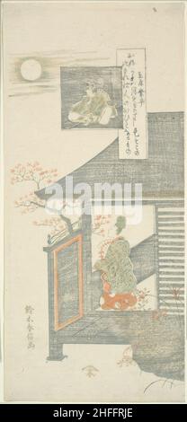 Poème d'Ariwara no Narihira, de la série "six célèbres poètes (Rokkasen)", c.1764/65. Banque D'Images