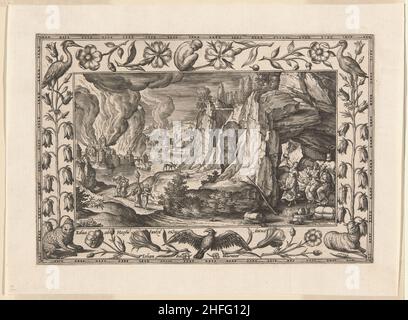 Lot et ses filles, de paysages avec scènes de l'ancien et du Nouveau Testament et scènes de chasse, 1584. Banque D'Images
