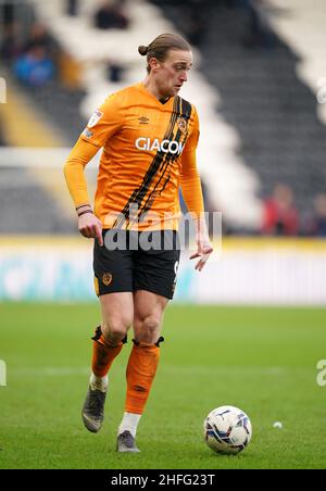 Tom Eaves de Hull City pendant le match du championnat Sky Bet au MKM Stadium, Kingston upon Hull.Date de la photo: Dimanche 16 janvier 2022. Banque D'Images